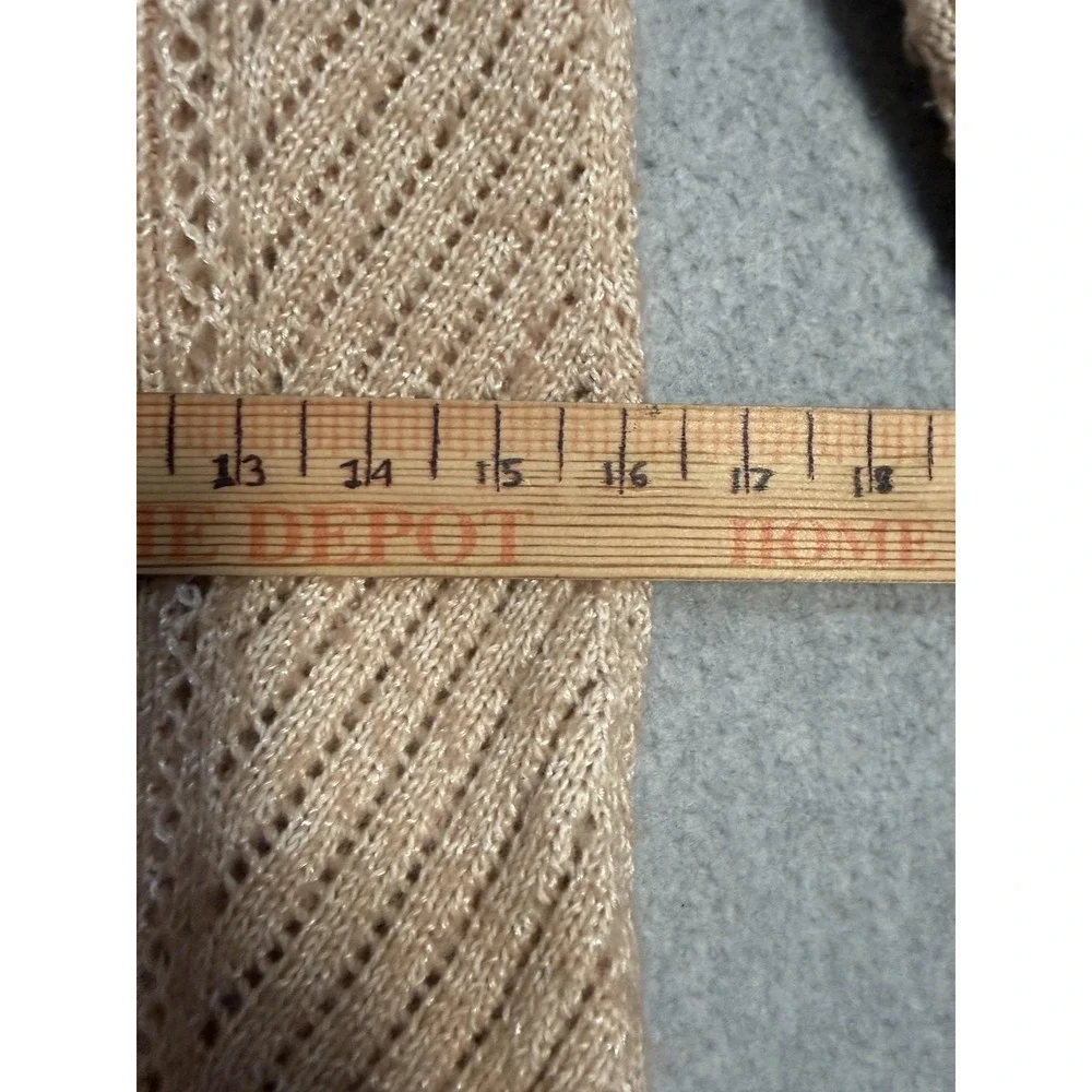 White House Black Market‎ Sweater Womens Medium Beige Cowl Neck Open Knit Bow